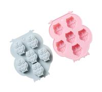 Zerodeko 2 pièces Moules à Biscuits Décoratifs Silicone Moules à Chocolat Forme de Hibou Rose Bleu pour Pâtisserie Fabrication de Glaçons DIY