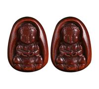 Zerodeko 2 Pièces Pendentif Porte-clés Bouddha en Bois de Palissandre | Pratique et Solide, Finition Soignée, pour Porte-clés et Création Artisanale, Style Rétro