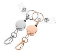 Zerodeko 2 pièces Porte Badge Rétractable avec Clé Elastique de Rose Doré pour Carte Identité Clés et Accessoires Pratique et
