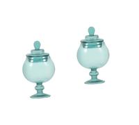 Zerodeko 2 Pièces Pot De Bonbons De Maison De Poupée Pot De Bonbons Mini Pot Ballon d'eau Chaude Pot De Bonbons Soucoupe Végétale Joyau Petite Table De Billard Corbeille Un Verre Blue