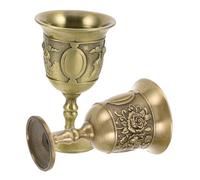 Zerodeko 2 Pièces Set de Gobelets à Pied Rétro Métal Doré Style Européen Vintage Verres à Whisky et Vin de Communion pour Cérémonies Mariages et Décoration Intérieure