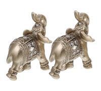 Zerodeko 2 Pièces Statuette Éléphant en Résine Dorée, Décoration Vintage | Ornement Léger, Style Chic et Moderne, pour Vitrine, Étagère, Intérieur et Extérieur