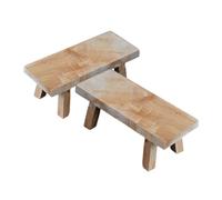 Zerodeko 2 Pièces Tabouret en Bois Support en Bois Ancien Artisanat du Bois Tabouret Bas en Bois Socle Décoratif en Bois Organisateur De Bureau Rustique Tabouret Rectangulaire en Bois
