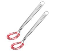 Zerodeko 2 pièces Œufs Acier Inoxydable avec Tête Silicone Rouge Mélangeur Manuel pour Cuisine Cuisson et Pâtisserie Pratique pour Battre et Mélanger Outil pour Cuisine