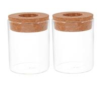 Zerodeko 2 Pièces Vases en Verre Transparent pour Plantes Hydroponiques, Design Compact Bouchon en Liège, Capacité 250ml, pour Décoration de Bureau et Purification de L'air