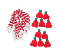 Zerodeko 20 Pièces Mini Hand Knitted Christmas Hats and Scarves Set for DIY Doll Crafts Miniature Knit Cap Ornaments for Holiday Decoration