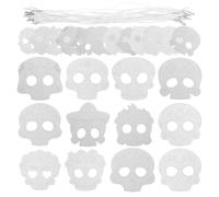 Zerodeko 24 pièces bricolage papier masque Arts, masques Dia De Los | Masque blanc vierge pour Halloween, idéal pour une fête sur le thème du Jour des Morts et une soirée costumée de