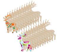 Zerodeko 25 Pièces Tranches de Bois Cerf à Peindre pour Bricolage | Bords Lisses, Suspendable, Surface à Colorier, pour Loisirs Créatifs et Décoration Artisanale