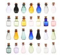 Zerodeko 28 Mini Bouteilles à vœux en Verre avec Bouchons en liège, Pots | Mini-récipients pour potions magiques de jardin féerique, flacons d'échantillons de parfum, fioles pour cadeaux de