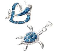 Zerodeko 2pcs Breloques pour Bijoux en Alliage Bleu Forme Tortue de Mer et Dauphin, Accessoires Polyvalents pour Fabrication de Pendentifs et Boucles D'oreilles, Style Frais et Unique