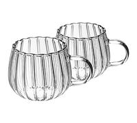 Zerodeko 2pcs Tasse à Café en Verre Transparent en Forme de Citrouille avec Poignée - Mug pour Boissons Chaudes, Thé, Latte, Cappuccino - Pour Maison et Fête 350ml