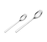 Zerodeko 2pièces Acier Inoxydable Long Manche Spork à Salade Grand Moyen Couvert à Dents pour Service Repas Partie Fruits Dessert Résistant et Réutilisable