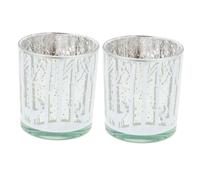 Zerodeko 2pièces Bougeoir De Noël Verre pour Bougies Chauffe-Plat Décorations De Table De Noël Centre De Table