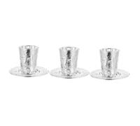 Zerodeko 3 Ensembles Tasses à Vin avec Plateau Tasse Judaica Shabbos et Accessoire de Fête pour Célébrations et Offrandes