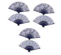 Zerodeko 3 Ensembles Ventilateur Pliant Détenu Rétro Portable Décor Délirer Mini Faire La Fête Éventails Pliants pour Danser Accessoires De Séance Photo Bambou Blue 2 Pièces * 3