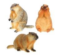 Zerodeko 3 Pièces Animaux simulés décoration Petite marmotte Figurines de marmotte de Simulation réalistes Maquette Animal décorations Sculpture Jouet Statue Plastique