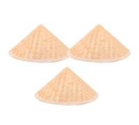 Zerodeko 3 Pièces Chapeau Conique 8 en Bambou Tressé, pour Garçon et Filles | Surface Vierge pour Dessin, Style Asiatique, Respirant, Protection Solaire, Usage Extérieur et Décoration