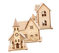 Zerodeko 3 pièces Décoration Noël Lumineuse Maison Stable pour Intérieur Accessoire pour Ambiance Chalet Noël Décor pour Salon Chambre Fête