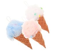 Zerodeko 3 pièces Éponge Bain Exfoliante Forme Glace Douceur pour Corps Gommage et Nettoyage Éponge Colorée Rose Blanc Bleu Accessoire Bain Familial