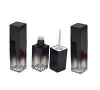 Zerodeko 3 Pièces Flacons de Gloss à Lèvres Vides, Tube de Gloss Vide Carré, 5ml, Noir Dégradé Uv, Plastique As Abs Pp, Portable, pour Femmes et Voyage