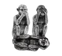 Zerodeko 3 Pièces Lot de Figurines Singes Résine Argentée Décorations Miniatures Symboliques pour Salon Bureau ou Étagère Complet avec Détails Artistiques pour Ambiance Zen