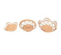 Zerodeko 3 Pièces Panier En Rotin Bol De Fruits Artificiel Paniers En Osier Pour Le Stockage Un Tapis Tissé Paniers Osier Suspendus Au Mur Fil Panier De Rangement Usine Light Brown