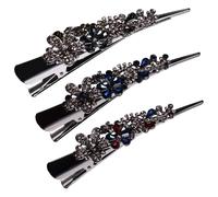 Zerodeko 3 pièces Pinces à Cheveux Strass Rétro Grandes Épingles Alligator avec Design Cristal Accessoires Mode pour Femmes Clips Colorés et Délicats pour Fêtes et Quotidien