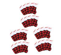 Zerodeko 3 Pieds Chaussettes De Noël À Carreaux en Lin Rouge Et Noir avec Bord en Peluche 10pcs Ornements en pour Le Sapin De Noël De Noël De Noël Décoratif Chiffon 10pcs * 3