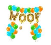 Zerodeko 35 pièces Set de Ballons Petits Chiens pour Anniversaire Ballons Bleu Vert Orange avec Lettres Woof Décoration de Fête Animaux Réutilisable et Facile à Gonfler