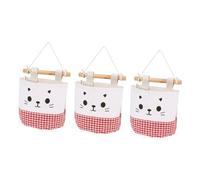 Zerodeko 3pièces Organisateur De Rangement Mural Poche Suspendue Pour Magazines Et Accessoires De Stockage à Accrocher Sur Porte Design Pratique Et Rouge à Carreaux