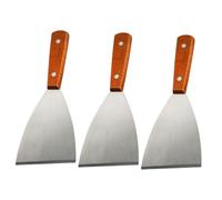 Zerodeko 3pièces Spatules Grill Acier Inoxydable Avec Manche Bois Outils De Cuisine Anti-adhésifs Pour Barbecue Et Steak Spatules De Cuisson Ergonomiques Et Pratiques