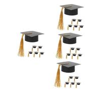 Zerodeko 4 Ensembles Couvercle De Gobelet De Remise des Diplômes Le Chapeau Tasses À Vin Casquette De Graduation Couverture De Vin Drôle Toppers De Gobelet Casquette 6 pièces * 4