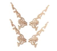 Zerodeko 4 pièces Appliques Massif Sculpté Décorations Traditionnelles pour Meubles Ornements Naturel Faits Main Autocollants Décoratifs Faciles à Poser pour Portes D Armoire Lits et