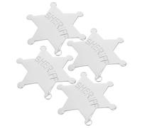 Zerodeko 4 Pièces Badge Hexagonal en Alliage Argenté pour Cosplay et Fêtes à Thème Cowboy, Accessoire Polyvalent et Essentiel pour Costume Vintage Réaliste Garçon et Filles