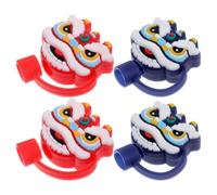 Zerodeko 4 Pièces Bouchons de Paille en Silicone Réutilisables Tête de Lionceau 8mm Légers pour Usage Quotidien et Activités en Extérieur Protection Anti-poussière