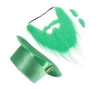 Zerodeko 4 Pièces Costume de Saint Patrick Chapeau Leprechaun Vert Faux Cils Barbe pour Adultes Accessoires Festifs Non