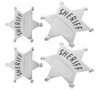 Zerodeko 4 Pièces Insigne de Shérif en Alliage de Zinc Argenté, Broche Étoile à Six Branches, Épingle Robuste Facile à Attacher pour Déguisement et Fêtes Western