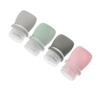 Zerodeko 4 pièces Lot de Flacons Rechargeables Silicone pour Voyage Bouteille Lotion Étanche Anti-fuite Bouteilles Souples Légères pour Shampoing et Cosmétiques avec Sac de Rangement EVA