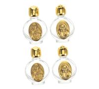 Zerodeko 4 Pièces Lot de Mini Fioles Verre et Alliage Gravées pour Eau Bénite Flacons Polyvalents pour Parfum Huiles Essentielles et Rituels Religieux Bouteilles Élégantes pour Cadeaux de