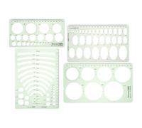 Zerodeko 4 pièces Lot de Règles Géométriques Vertes Transparentes Plastique Pochoirs Multifonctions pour Dessin Mesure et Modélisme Kit de Règles pour École et Bureaux