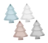 Zerodeko 4 pièces Plateaux de Service Décoratifs Arbre de Noël Plateau Apéritif Multifonction pour Snacks Fruits Secs et Desserts Couleurs Pastel Rose Gris Bleu Blanc