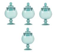 Zerodeko 4 Pièces Pot de Bonbons de Maison de poupée joyau Pot de Bonbons Mini Pot est Venu bouda Decoration Interieure décoration intérieure bonbonnière en Verre Mini-Pots Un Verre Blue