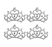 Zerodeko 4 Pièces Serrage-tête Couronne pour Filles en Alliage Blanc avec Peignes à Glissière, Design Étincelant en Cristaux, Maintien Ferme et Confort pour Scène et Danse