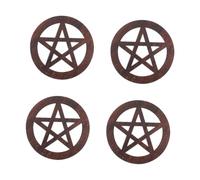 Zerodeko 4 Pièces Tapis en Bois Pentagramme Mur Bougie Chauffe-Plat Cadre Décor Antique Faire La Fête Titulaires Chaudron Modifier Décor Pentagramme Vie Salle Poubelle Rituel Ferme Coffee