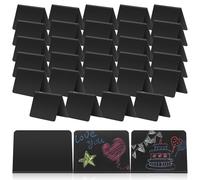 Zerodeko 40 Pièces Mini Tableau Noir Marque-place 100x75 Mm Pvc Mat Noir, Porte-noms Buffet Polyvalent pour Mariage, Fête et Boulangerie, Support Stable de V pour Affichage Mémos et Plats