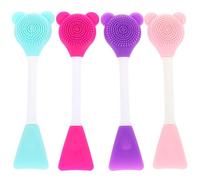 Zerodeko 4pcs Brosse à Visage Double Tête en Silicone pour Masque Facial Nettoyant, Double Fonction, Design Élégant, pour Femmes de Tout Âge, Soin Quotidien Peau