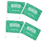 Zerodeko 4pièces Drapeau De Arabie Saoudite Drapeaux Nationaux Bannière Polyester Pince Fenêtre Voiture Décor Fête Nationale Vert Foncé