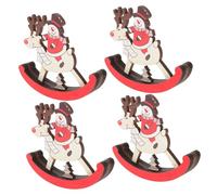 Zerodeko 4pièces Ornements De Noël Bois Cheval Bascule Décoration De Bureau Festive pour Sapin Et Intérieur