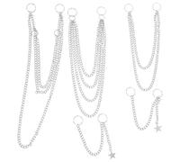 Zerodeko 5 pièces Chaîne de Cheveux Punk Métal avec Étoiles Accessoire Coiffure Tressé pour Femmes Bijou Tête Hip Hop pour Mariage Festival et Style Streetwear