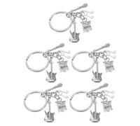 Zerodeko 5 Pièces Porte-clés Léger Bords Sécurisés en Alliage de Zinc Argenté Musique Notes Musicales Rétro Créatives, pour Musiciens et Présents de Fanions de Fanfare